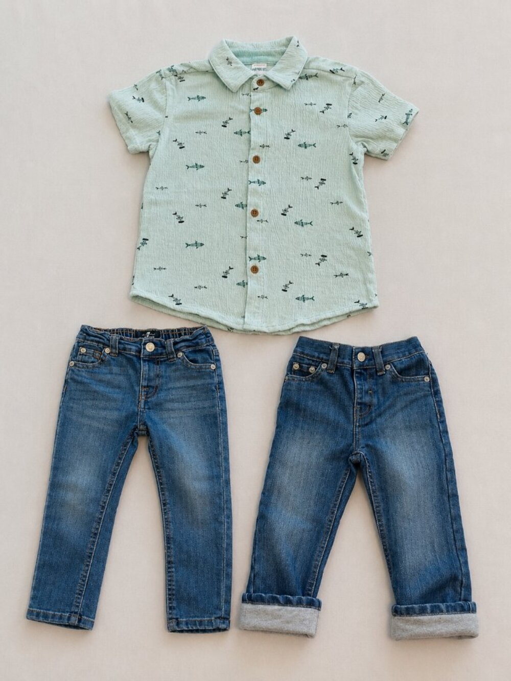 Toddler Bundle Carter’s Fish Shirt & 2 Jeans 24M-3T